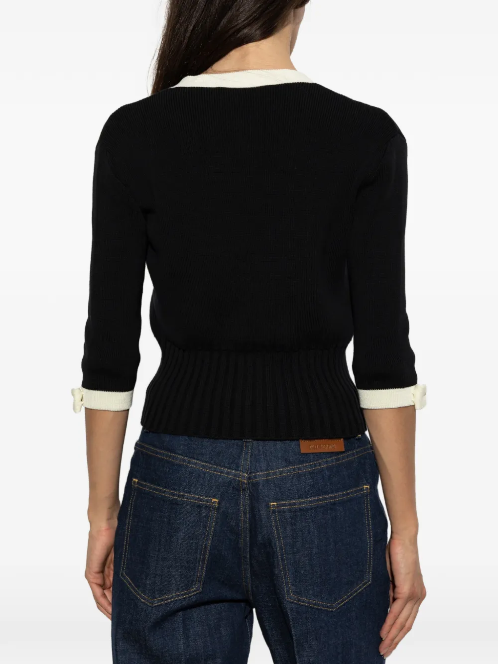 Valentino Garavani Vest met strikdetail en geribbelde afwerking Zwart