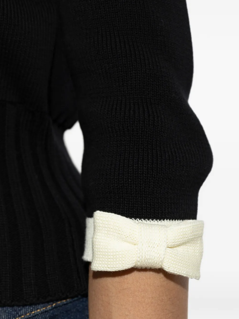 Valentino Garavani Vest met strikdetail en geribbelde afwerking Zwart