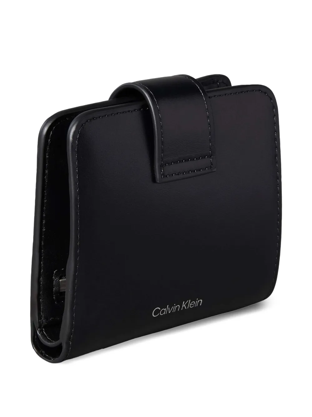 Calvin Klein Vierkante leren portemonnee Zwart