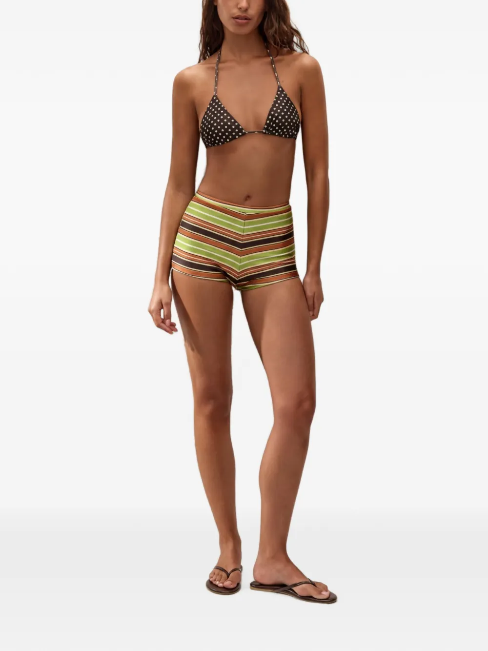 Faithfull Rocio gestreepte bikinislip Groen