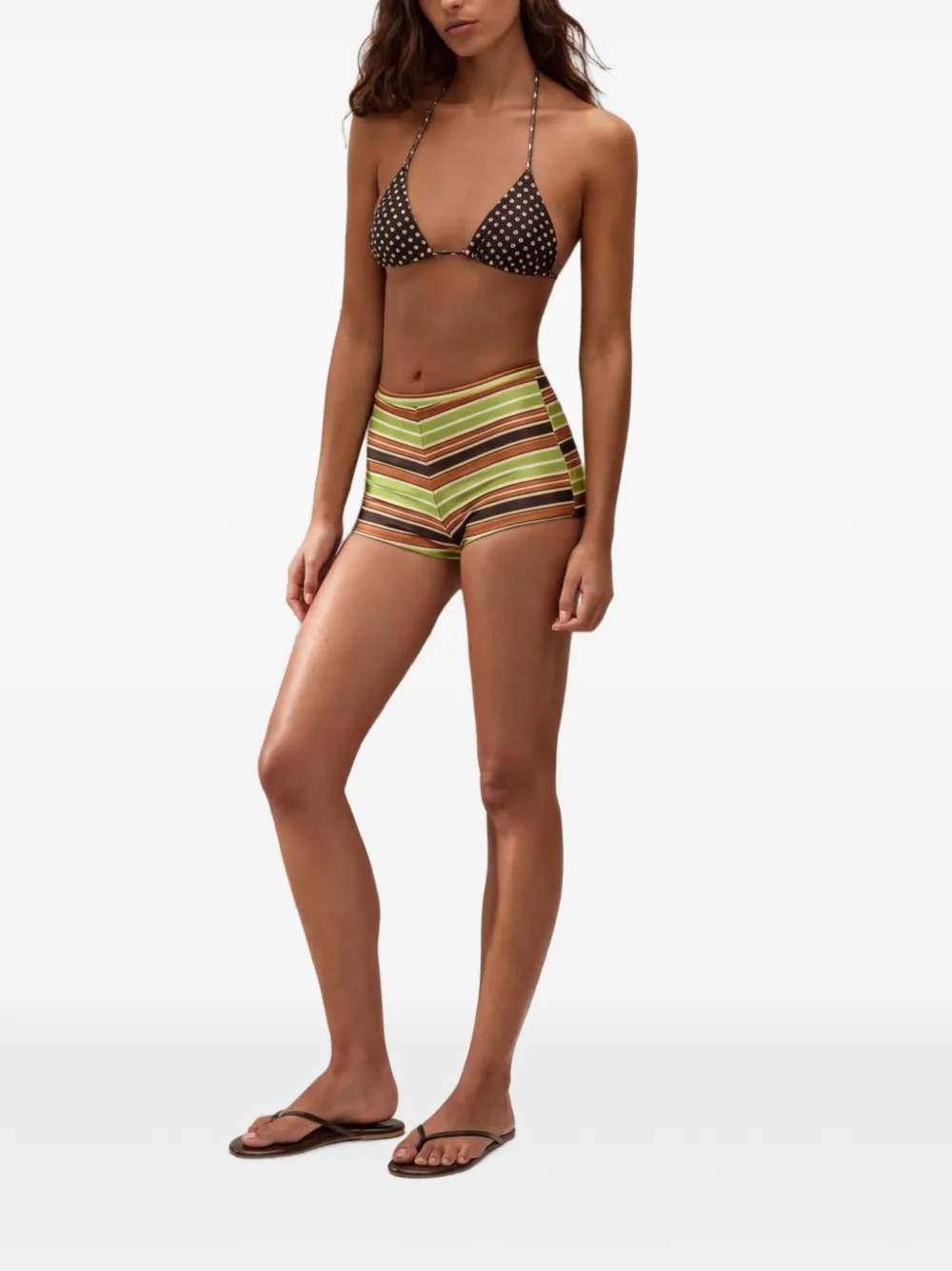 Faithfull Rocio gestreepte bikinislip Groen