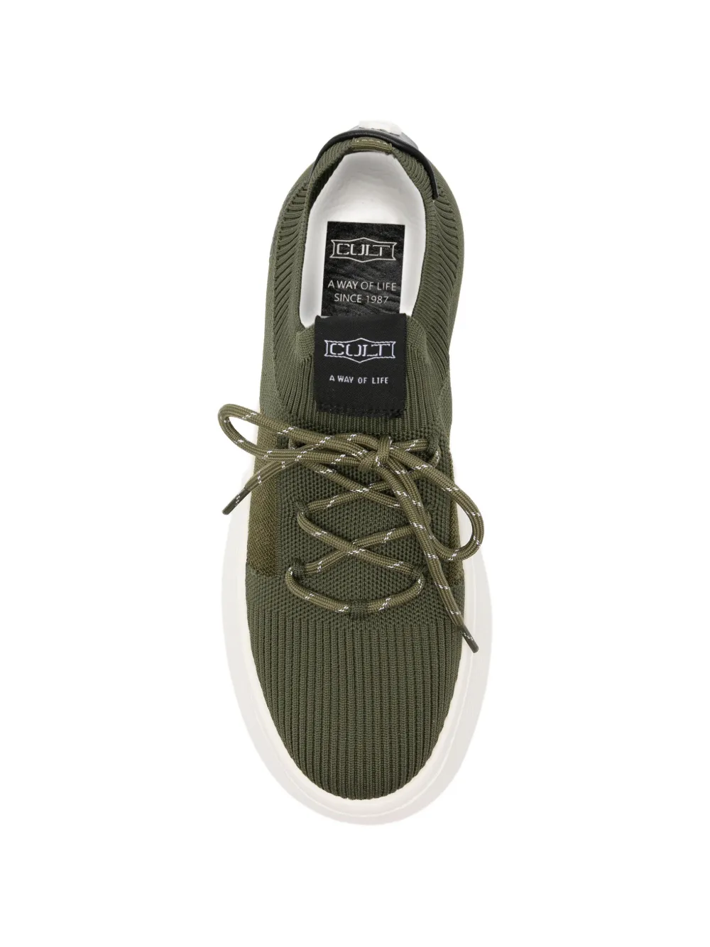 Cult Blackstar 4498 ribbed-knit lace-up sneakers Groen
