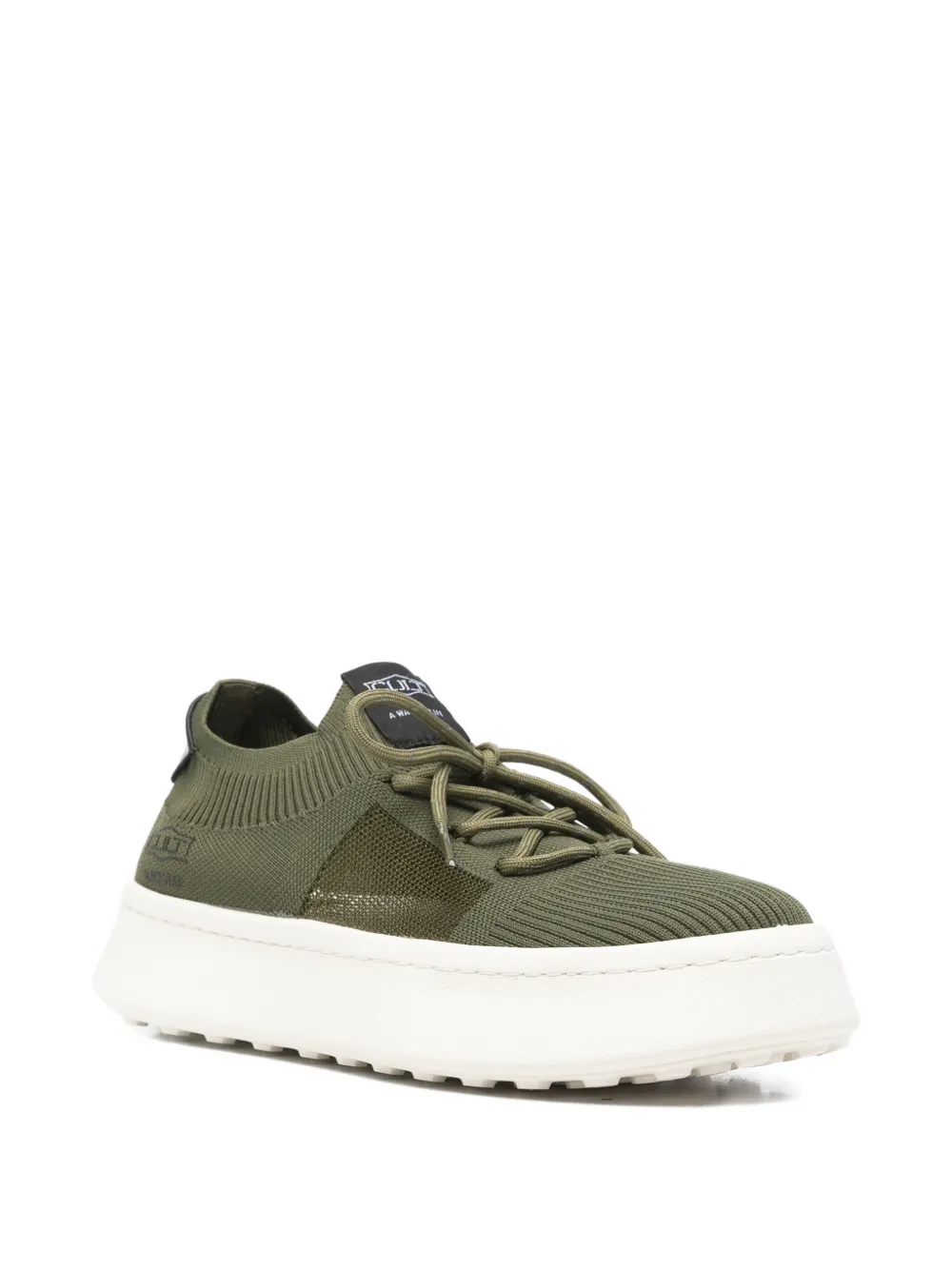 Cult Blackstar 4498 ribbed-knit lace-up sneakers Groen