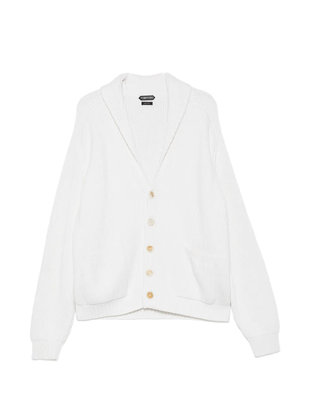 TOM FORD ribbed-knit shawl-collar cardigan - Neutrals