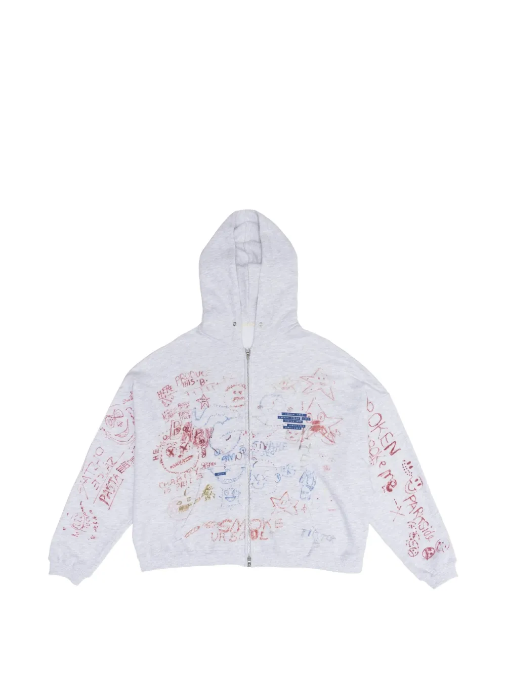 Paly Scribble-print Zip-up Hoodie In White