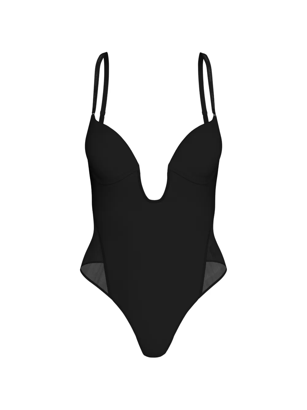 Calvin Klein Mesh-Body mit tiefem Ausschnitt - Schwarz