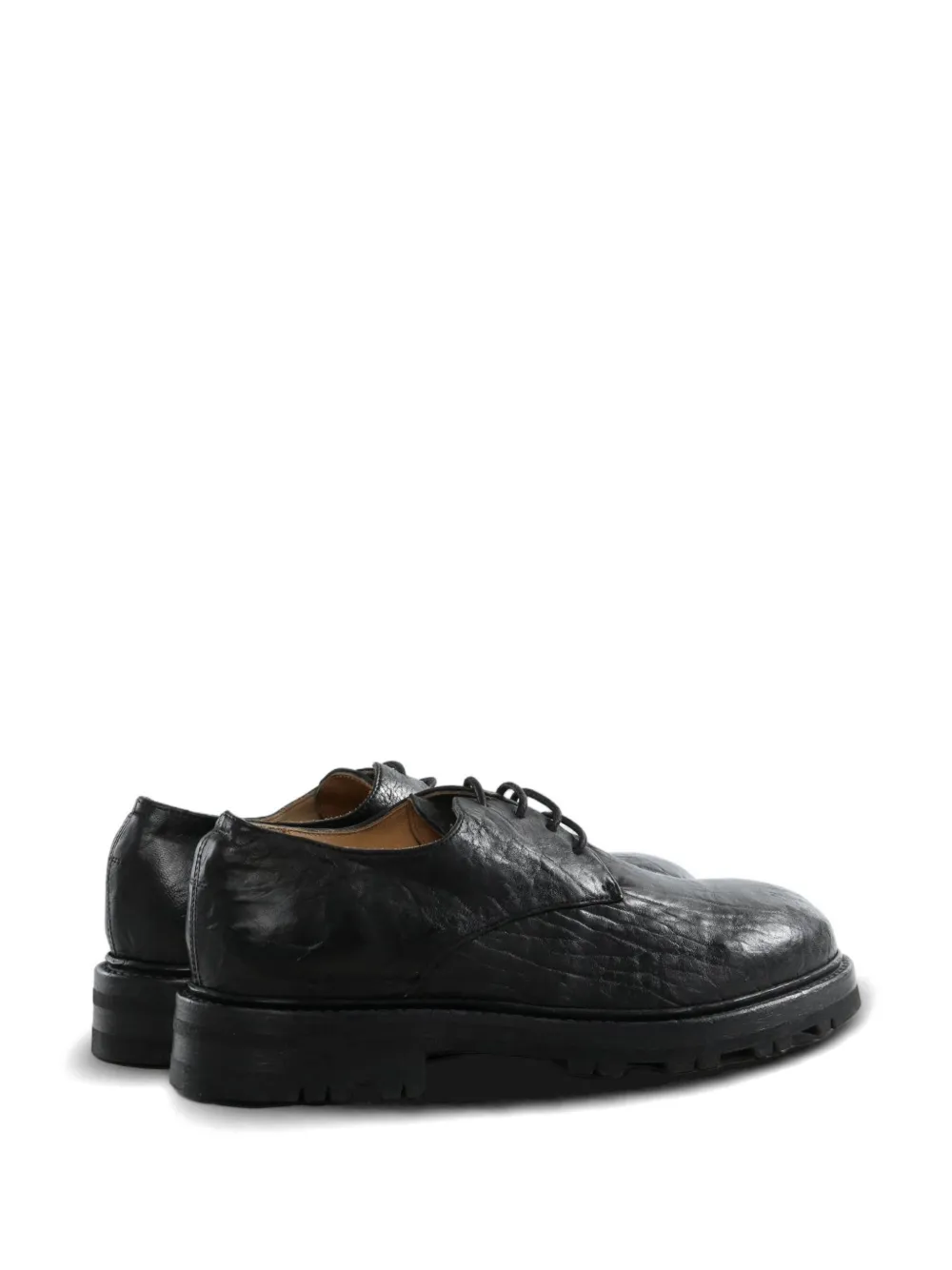 Ziggy Chen crinkled-leather derby shoes Zwart