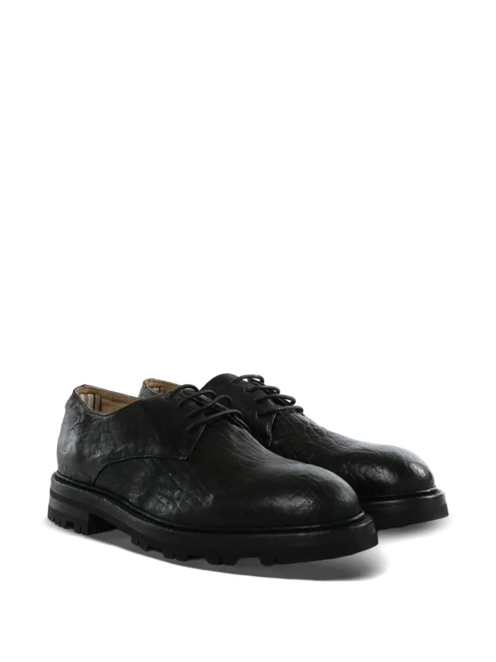 Ziggy Chen crinkled-leather derby shoes Zwart