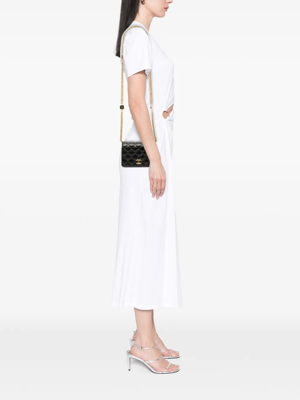 Chanel Pre-owned 2021-2026 Mini CC Quilted Lambskin Bijoux Wallet on Chain Crossbody Bag in Black, view 2