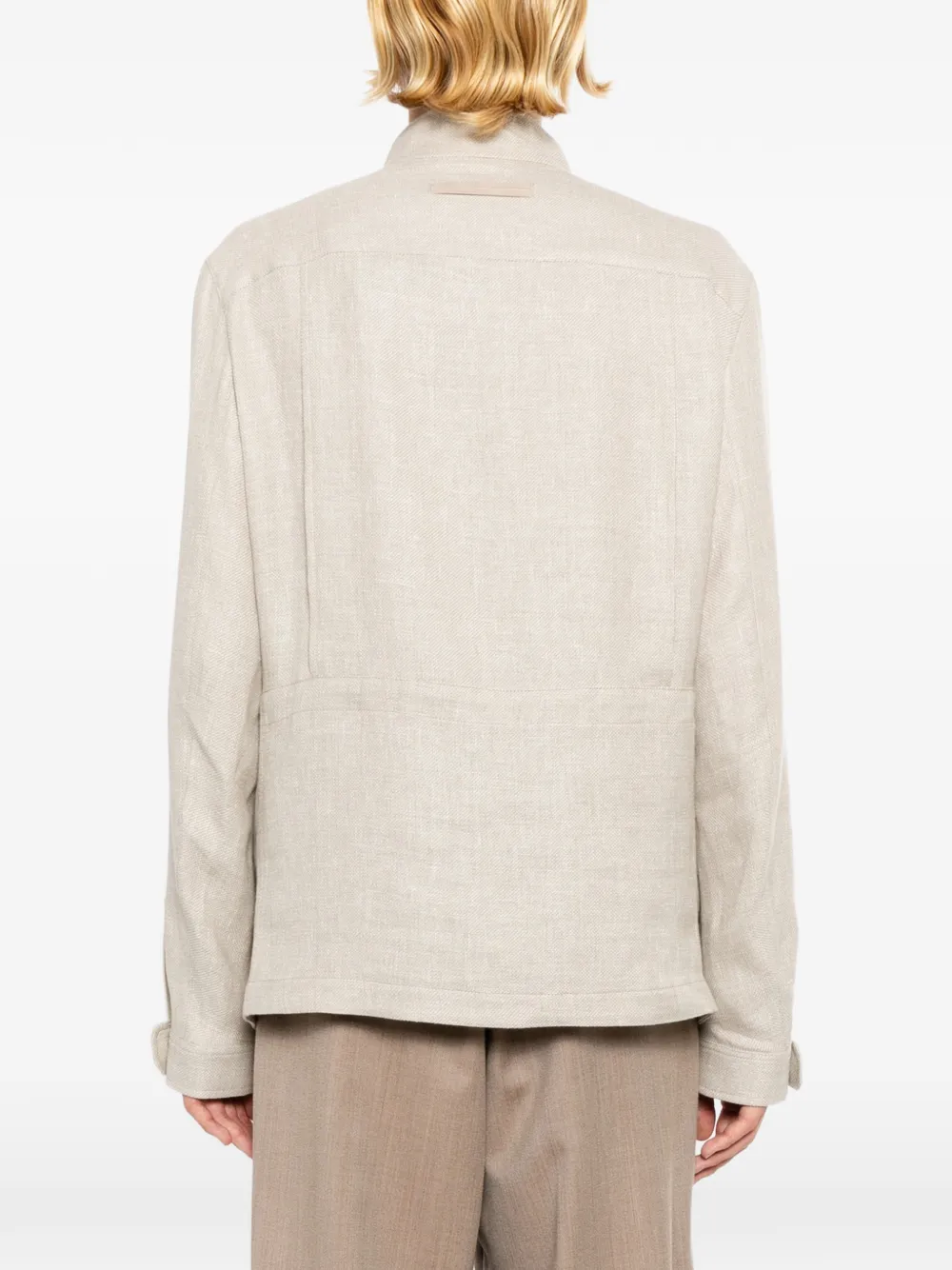 Zegna Jack met klepzak en opstaande kraag Beige