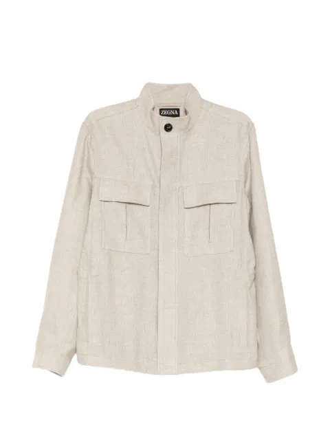 Zegna stand-collar flap-pocket jacket