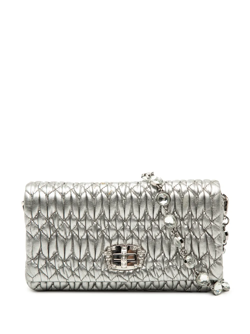 Miu Miu Pre-Owned 2010-2026 Matelasse Nappa Crystal Chain shoulder bag - Argento