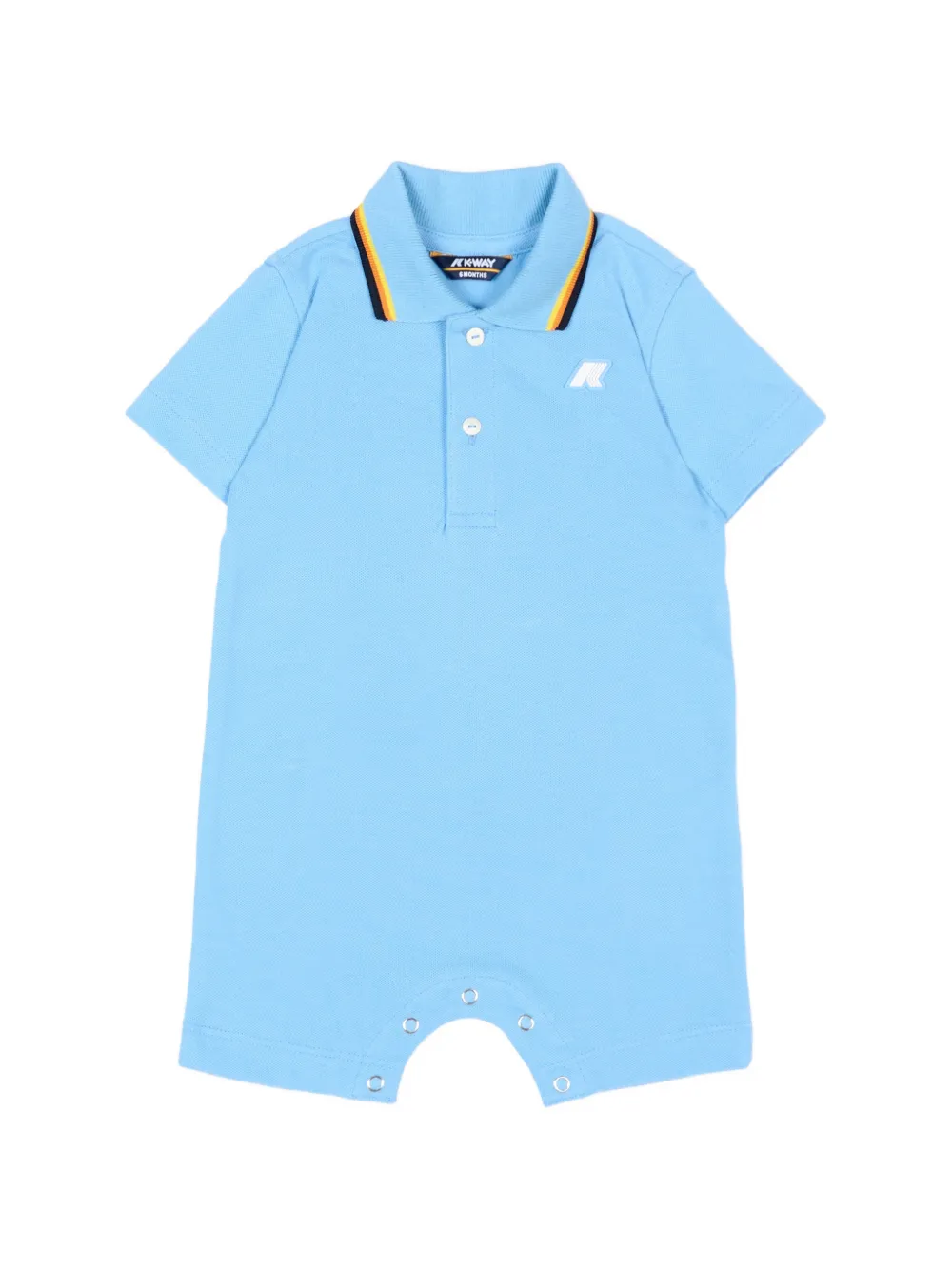 K Way Kids logo-patch striped-trim romper - Blu