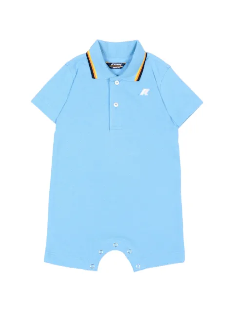 K Way Kids logo-patch striped-trim romper