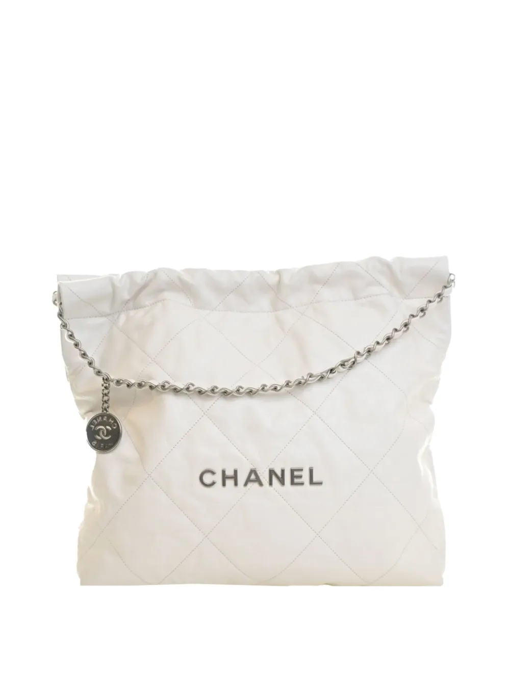 CHANEL Pre-Owned 2021-2026 Medium Shiny Calfskin 22 Handbag tote bag - Bianco