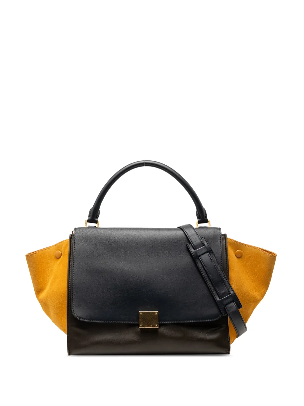 Celine Pre-Owned 2013 Medium Tricolor Calfskin and Suede Trapeze satchel - Blau