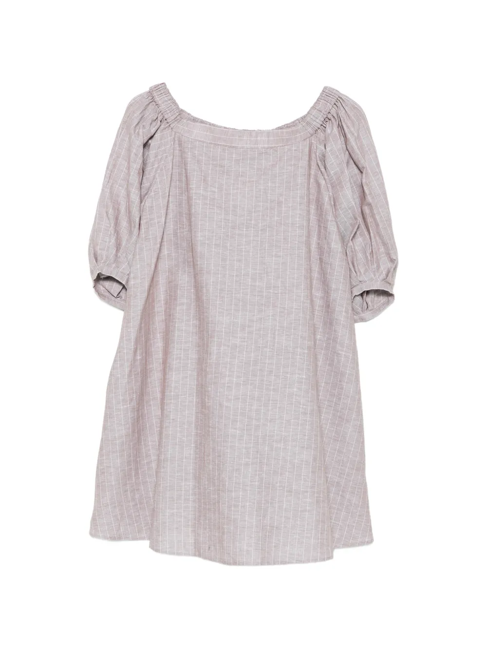 Max Mara Leisure striped puff-sleeve mini dress - Marrone
