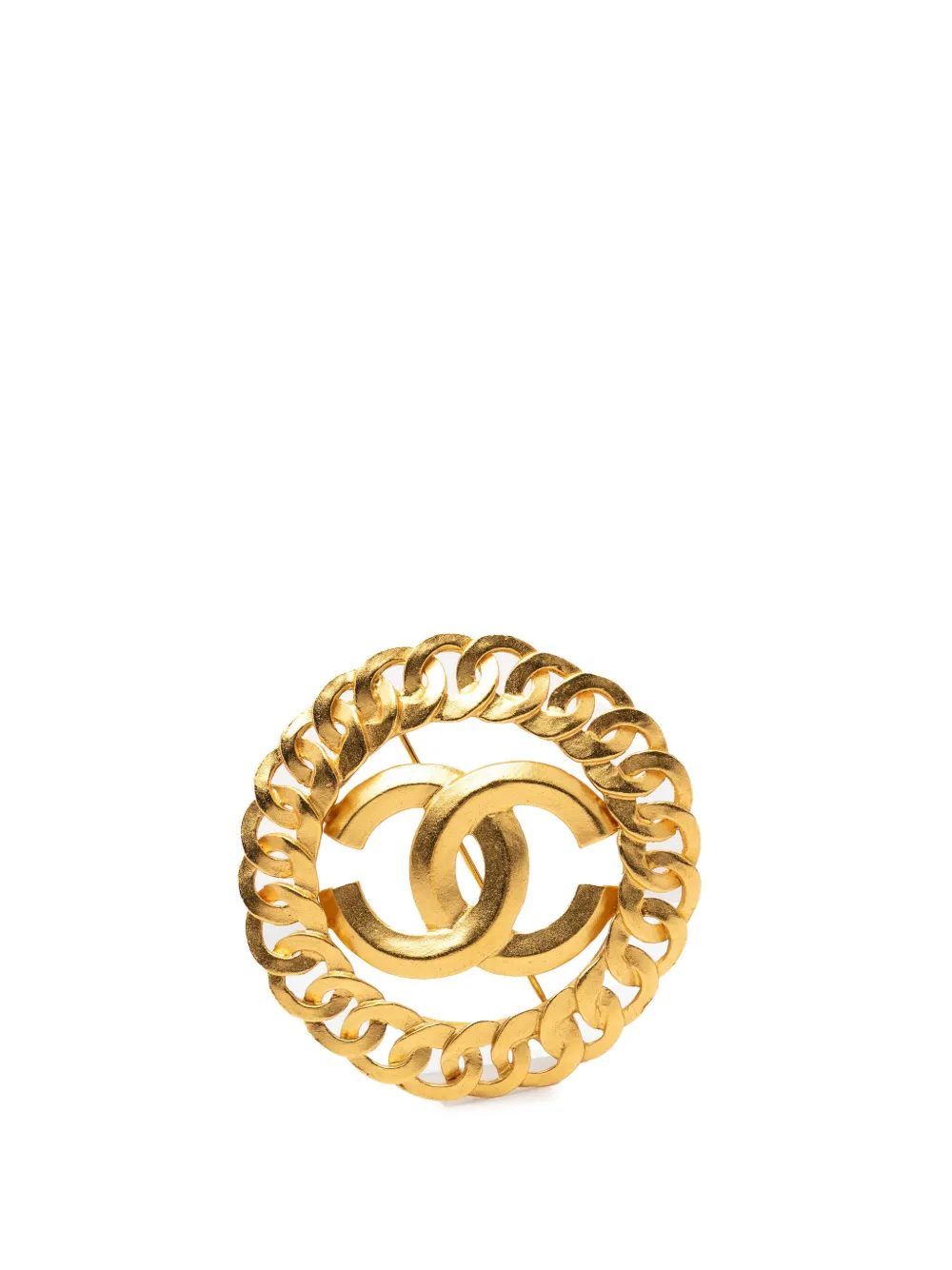 CHANEL Pre-Owned 1996 CC Gold Plated Chain Link Brooch costume brooch