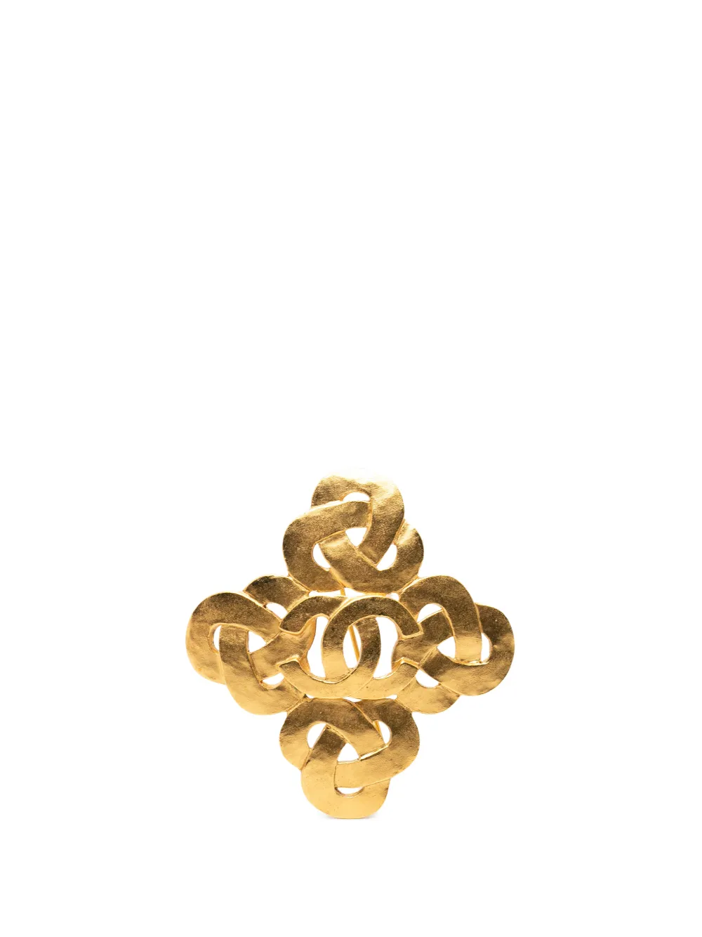 CHANEL Pre-Owned 1995 CC Gold Plated Twisted Brooch costume brooch - Oro