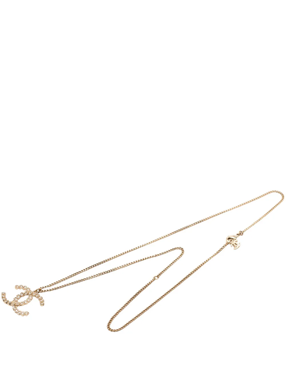 CHANEL Pre-Owned 2018 CC Brass and Strass Pendant Necklace costume necklace - Gold