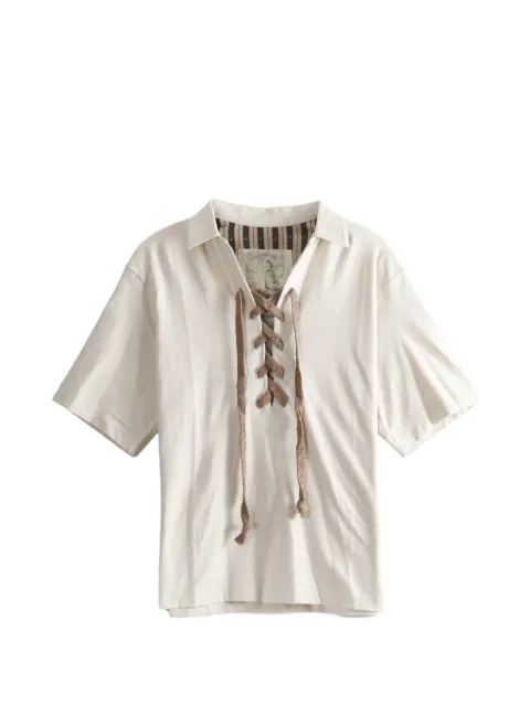 Ziggy Chen lace-up short-sleeve shirt