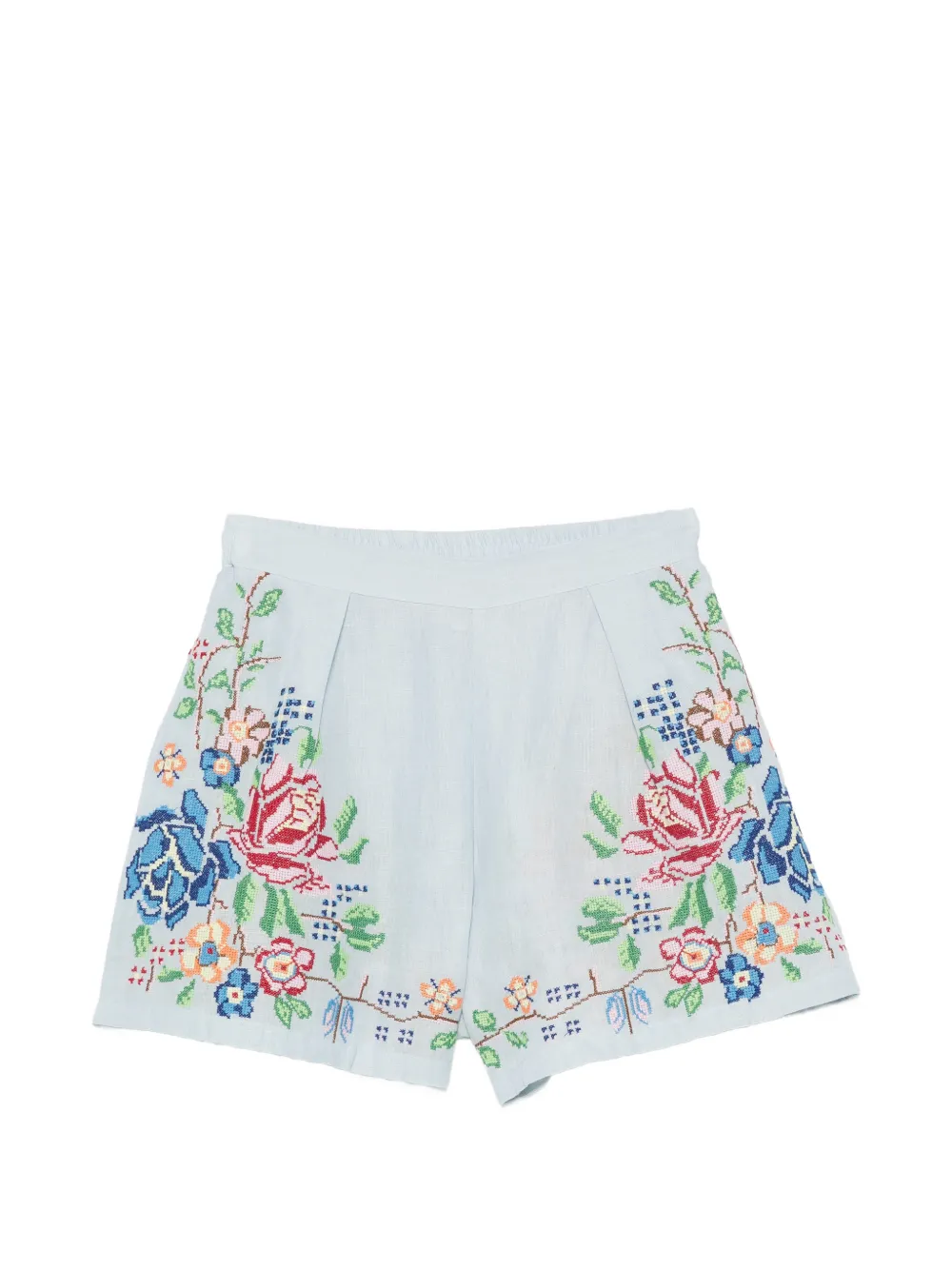 orsina floral-embroidered shorts - Blu