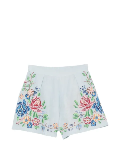 orsina floral-embroidered shorts