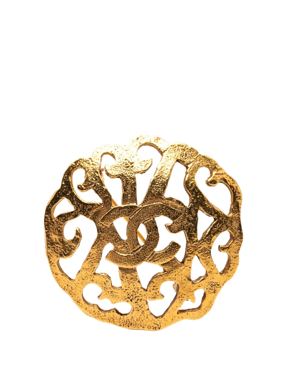 CHANEL Pre-Owned 1980-1990 CC Gold Plated Brooch costume brooch - Oro