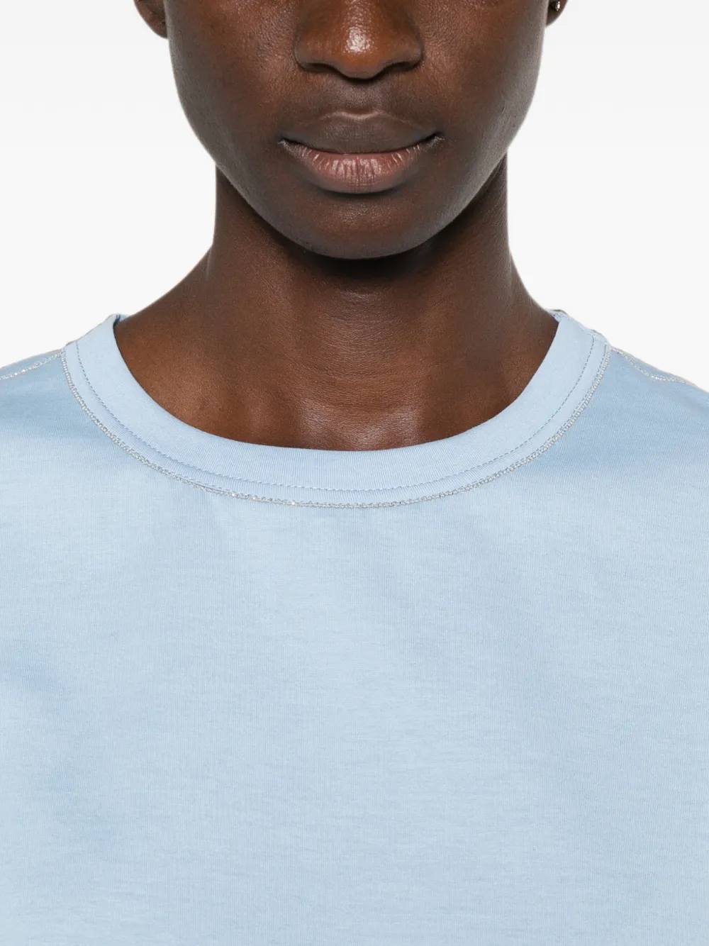 Fabiana Filippi T-shirt met ronde hals en kralen Blauw