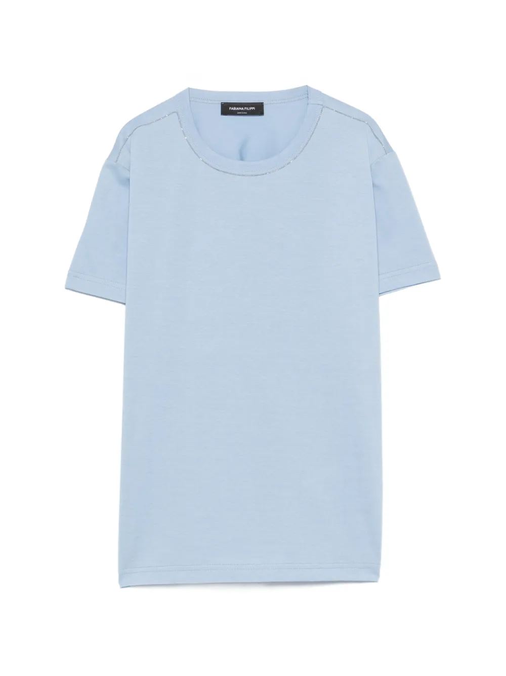 Fabiana Filippi bead-trim crew-neck T-shirt - Blau