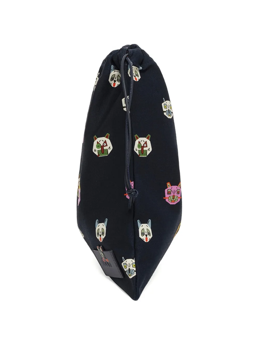 Loewe Small Cat-motif Drawstring Pouch In Black
