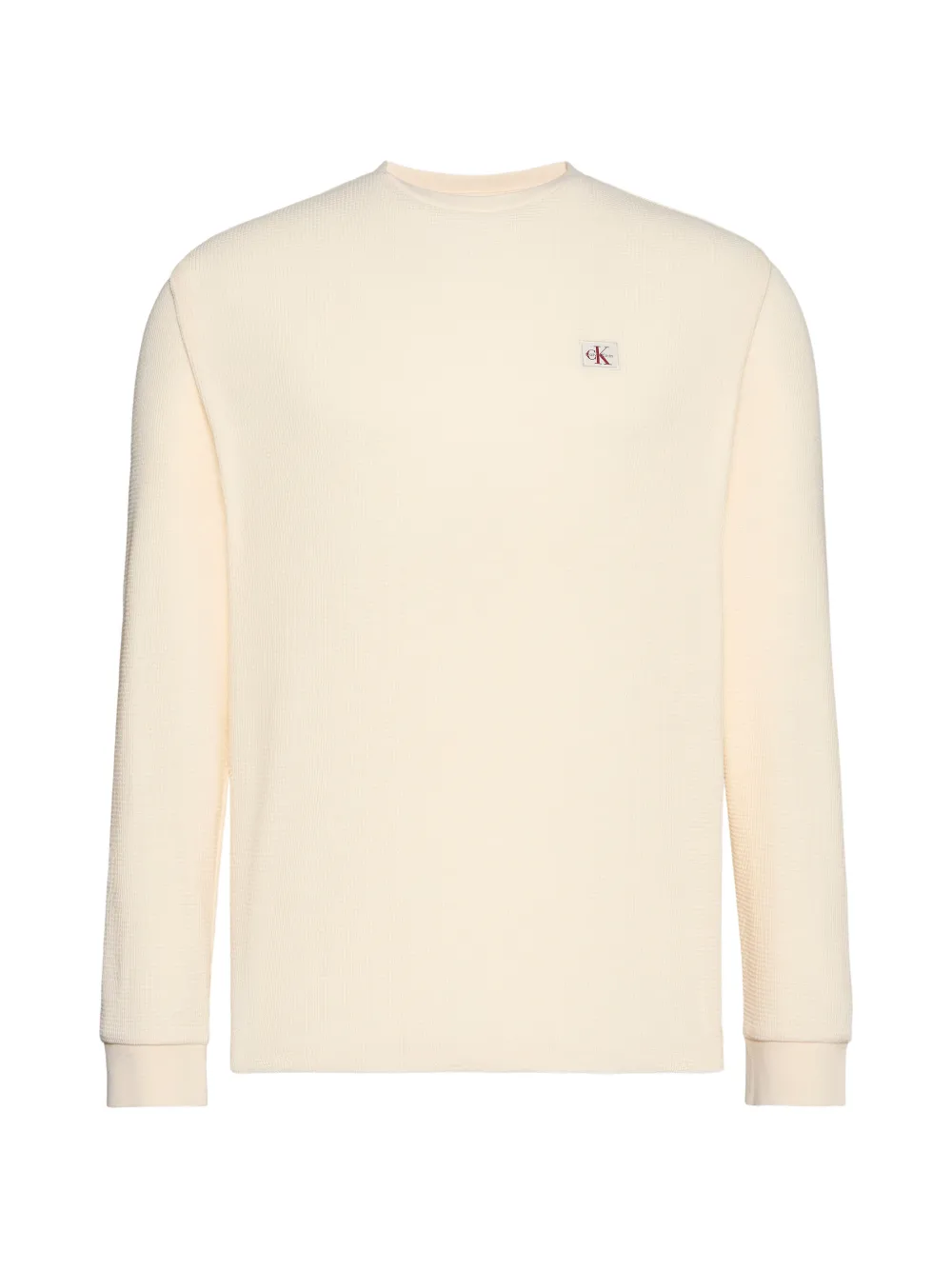 Calvin Klein waffle-knit logo-patch T-shirt - Nude