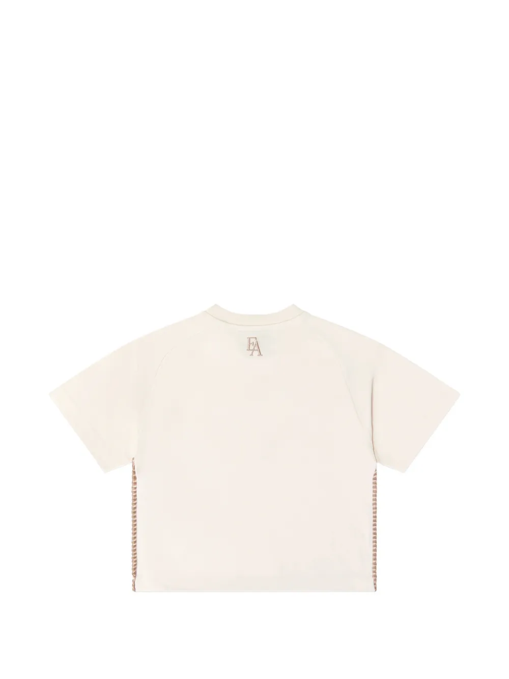 Emporio Armani Kids logo-embroidered whipstitch-trim T-shirt Beige