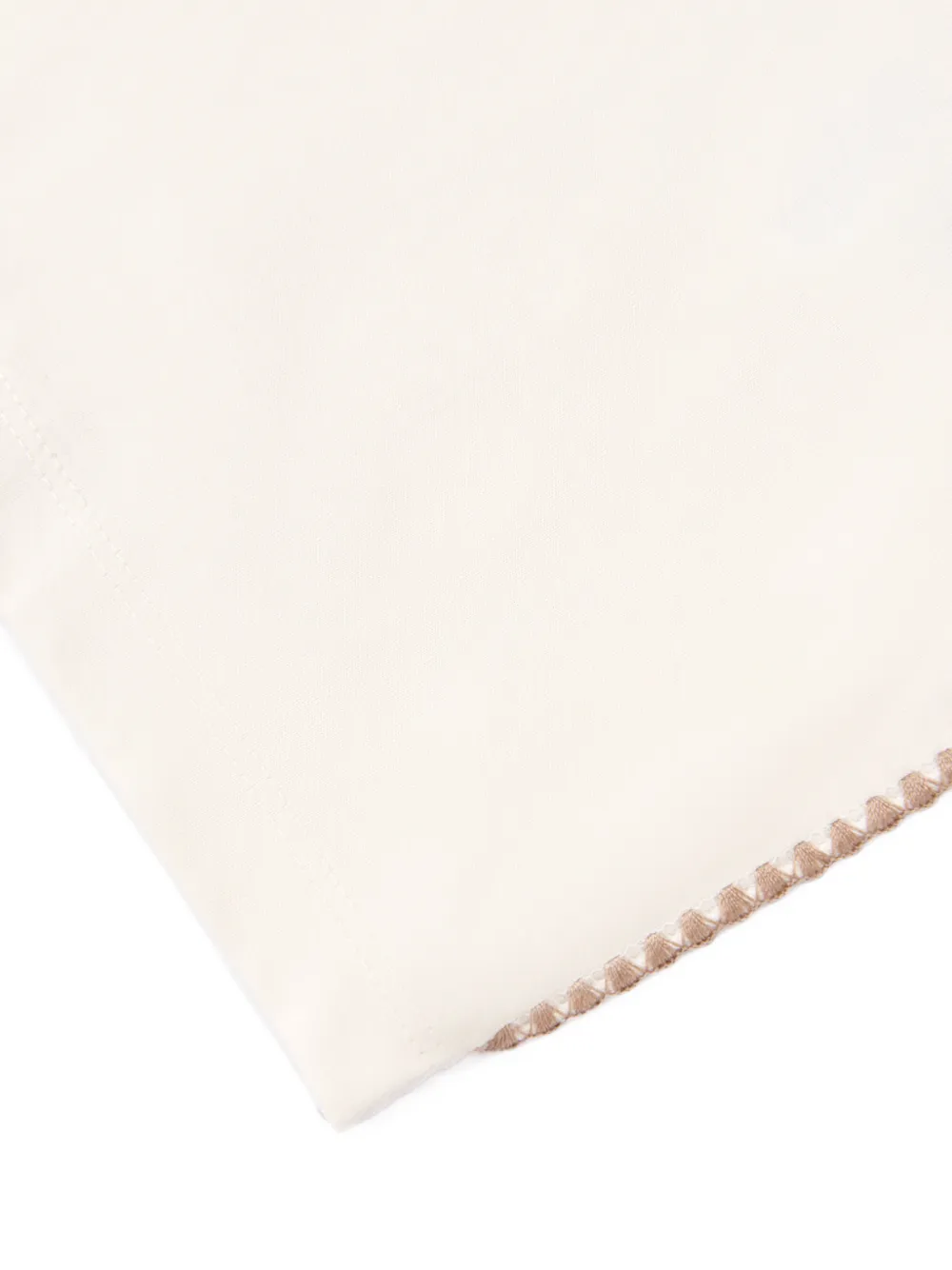Emporio Armani Kids logo-embroidered whipstitch-trim T-shirt Beige