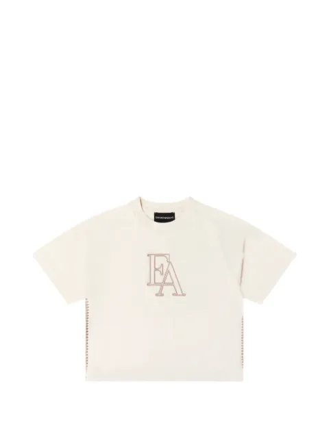 Emporio Armani Kids logo-embroidered whipstitch-trim T-shirt