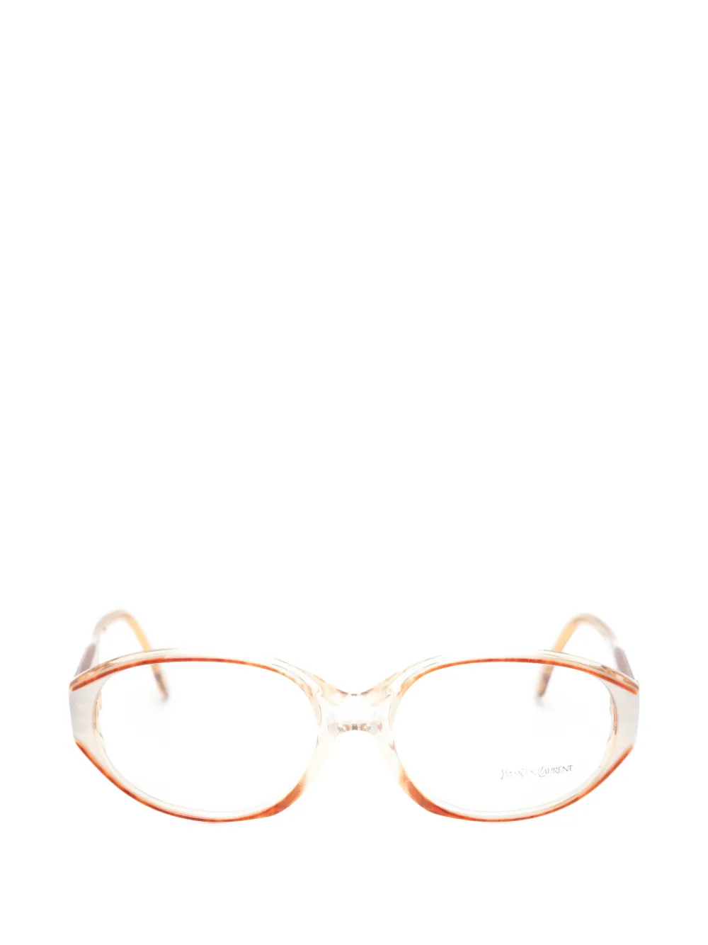 Saint Laurent Pre-Owned 1990s round-frame YSL-plaque glasses - Toni neutri
