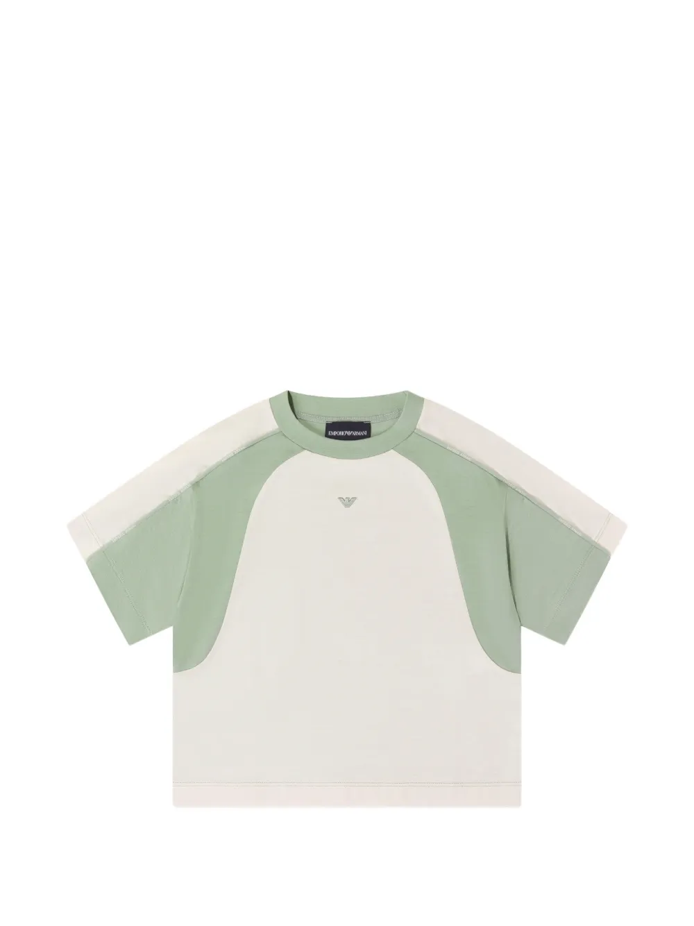 Emporio Armani Kids logo-embroidered panelled T-shirt - Toni neutri