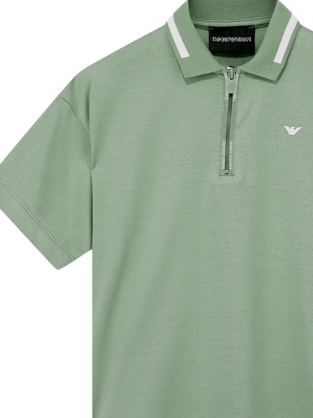 Emporio Armani Kids Poloshirt met halve rits en geborduurd logo Groen