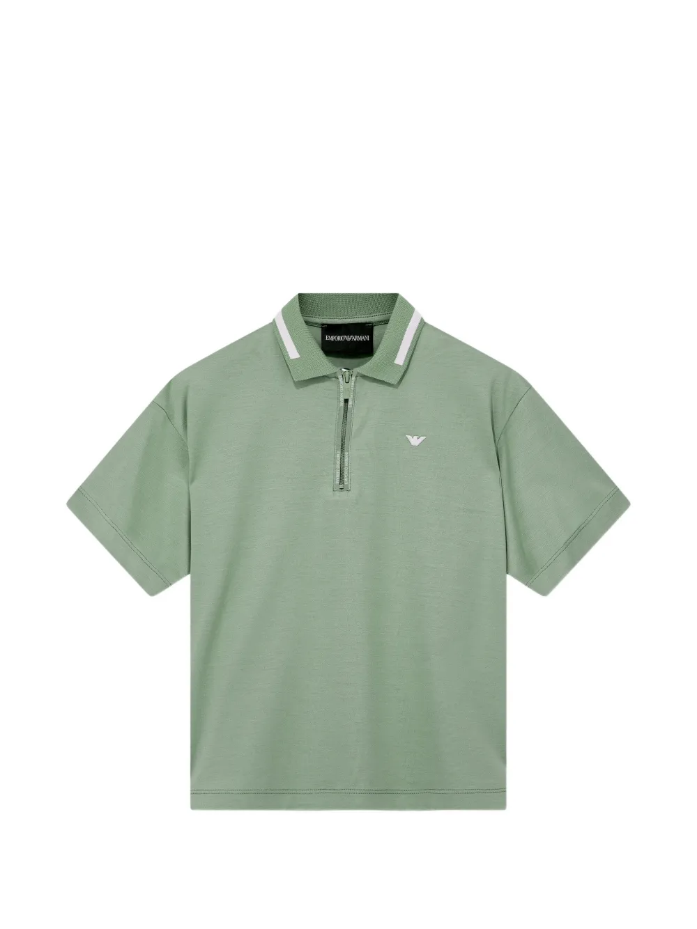 Emporio Ar i Kids Poloshirt met halve rits en geborduurd logo Groen