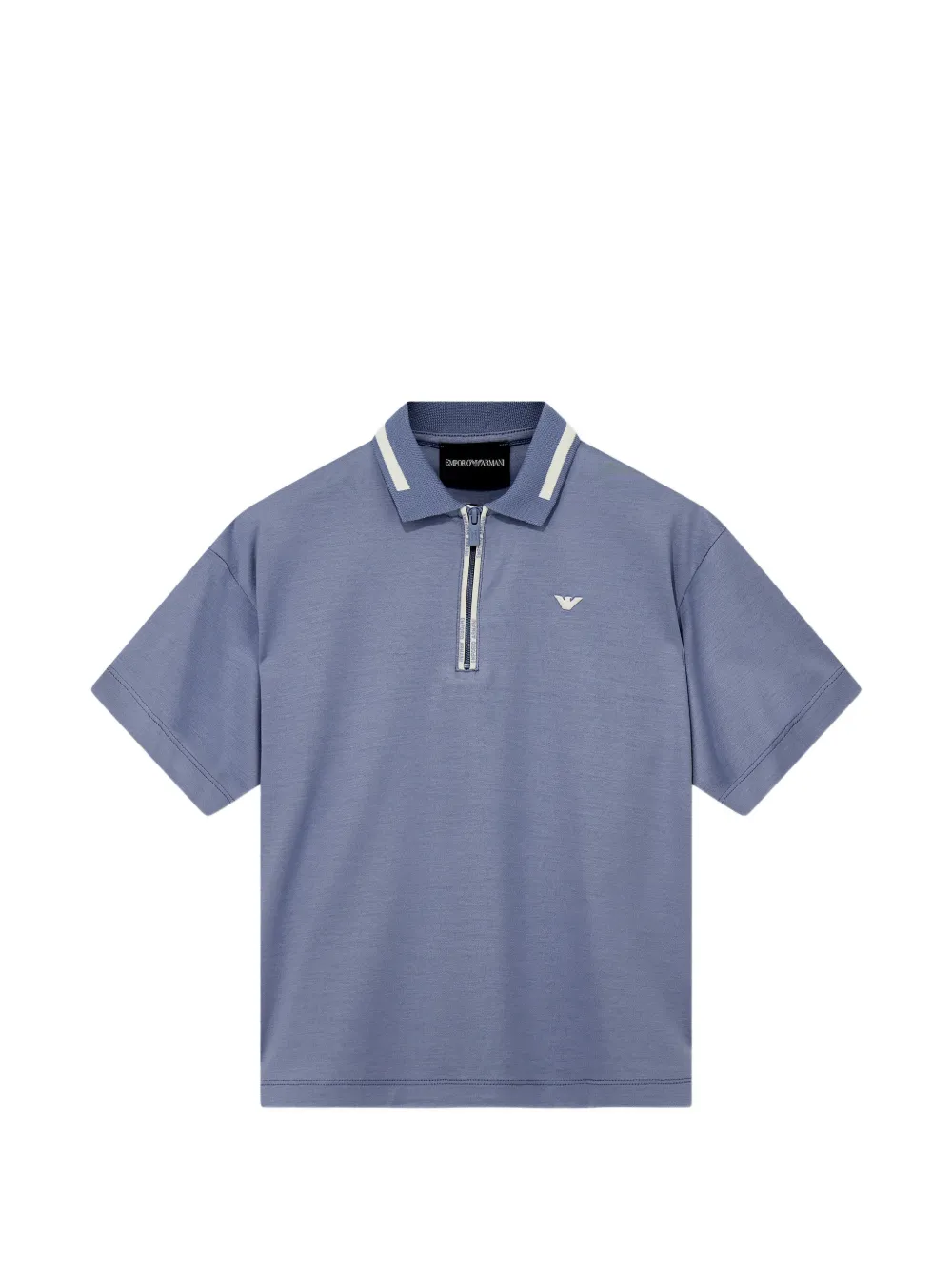 Emporio Ar i Kids Poloshirt met geborduurd logo en ritssluiting Blauw