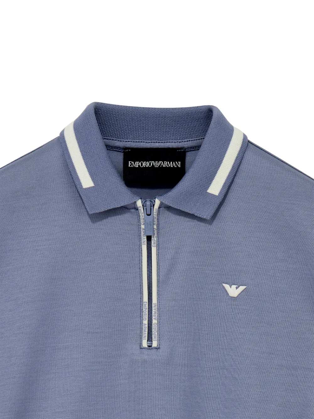 Emporio Armani Kids Poloshirt met geborduurd logo en ritssluiting Blauw