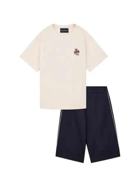 Emporio Armani Kids logo-patch striped-trim shorts set
