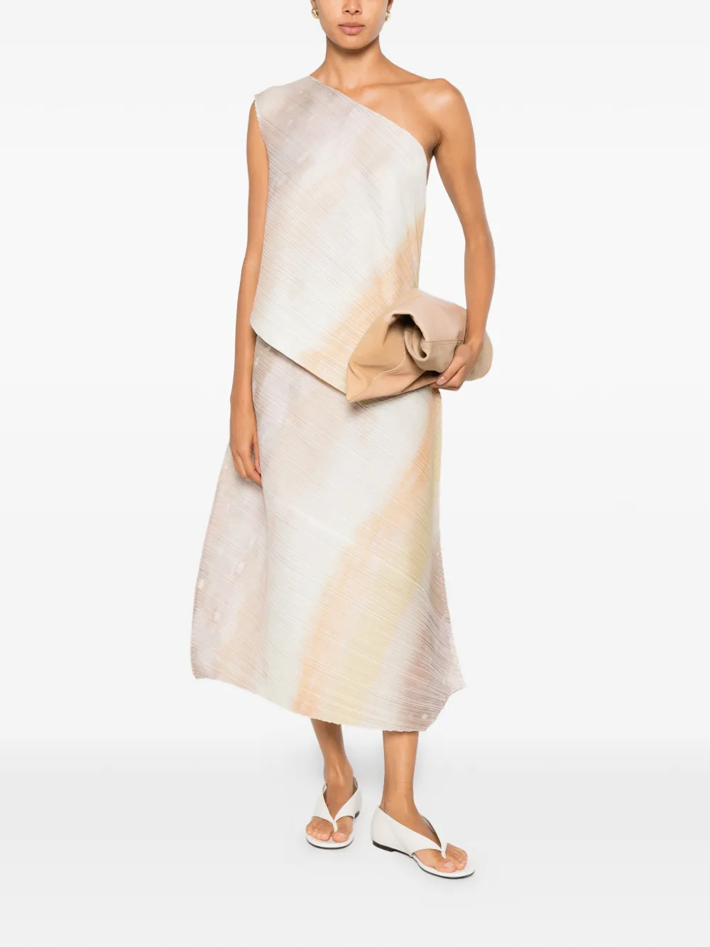 Pleats Please Issey Miyake Sea Bubble asymmetrische geplooide midi-rok Wit
