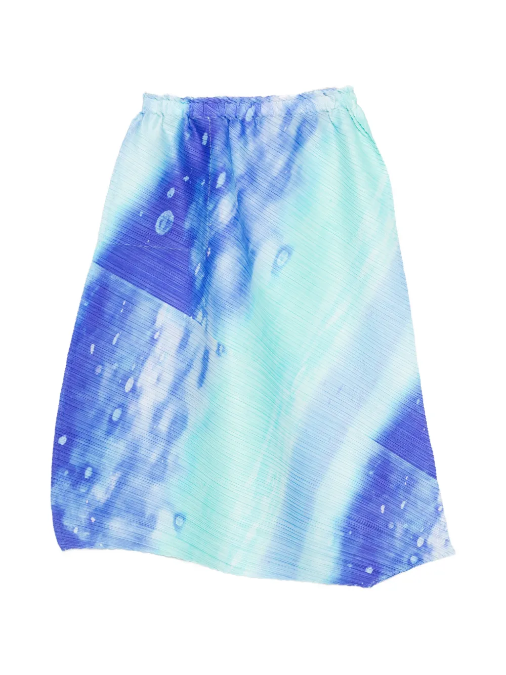 Pleats Please Issey Miyake pleated abstract-print midi skirt - Blau
