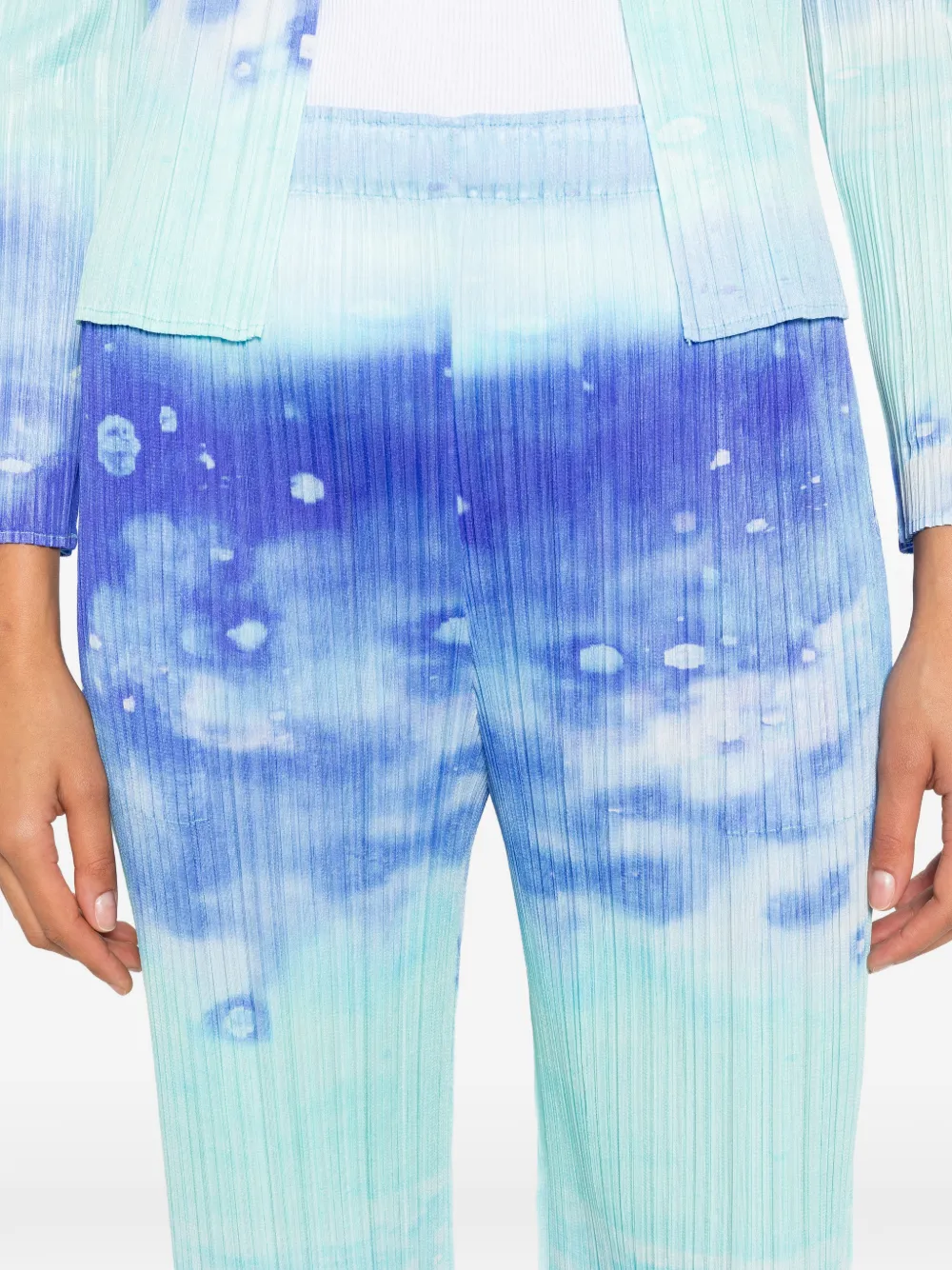 Pleats Please Issey Miyake Plooibroek met abstracte print Blauw