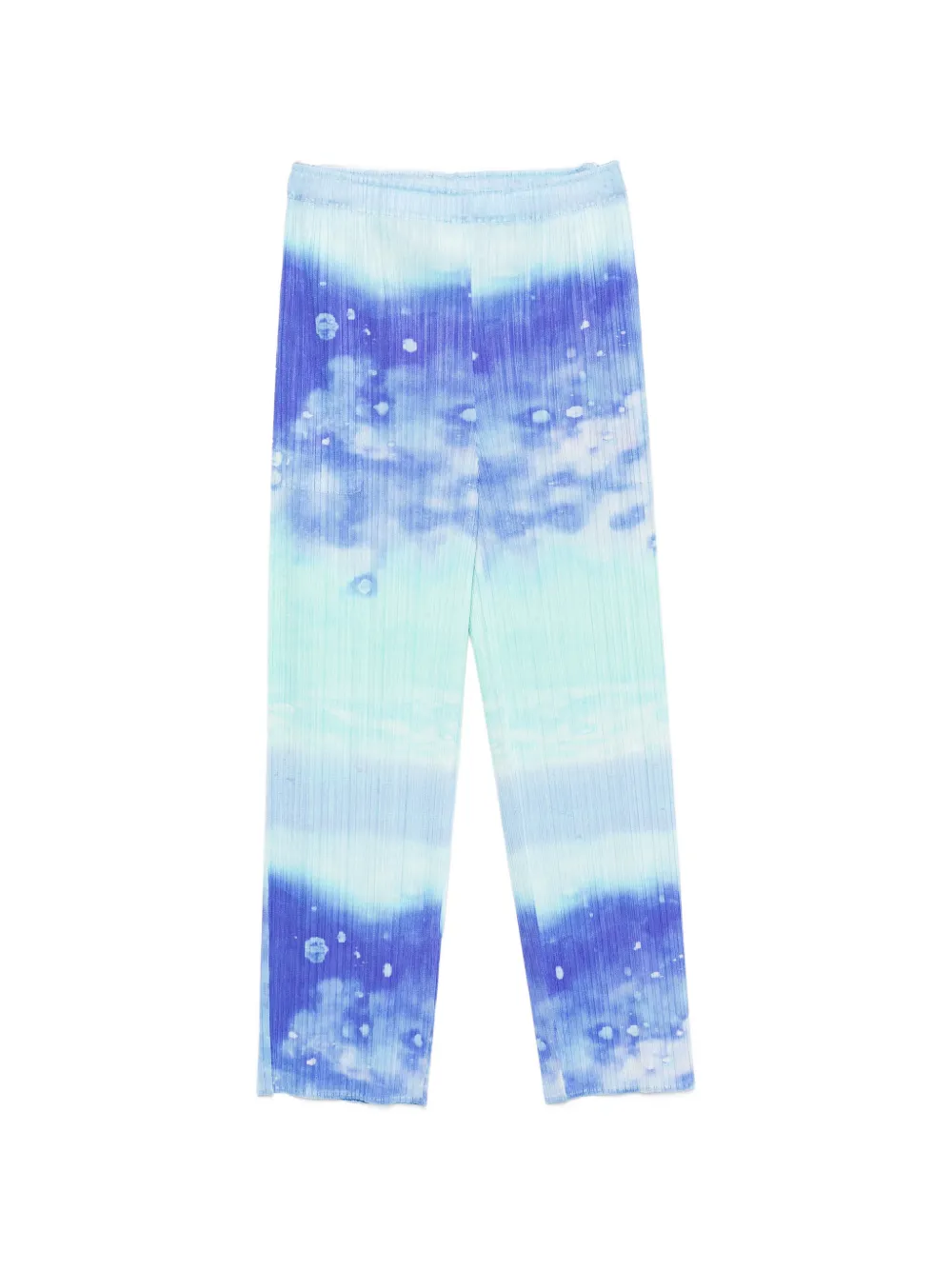 Pleats Please Issey Miyake pleated abstract-print trousers - Blu
