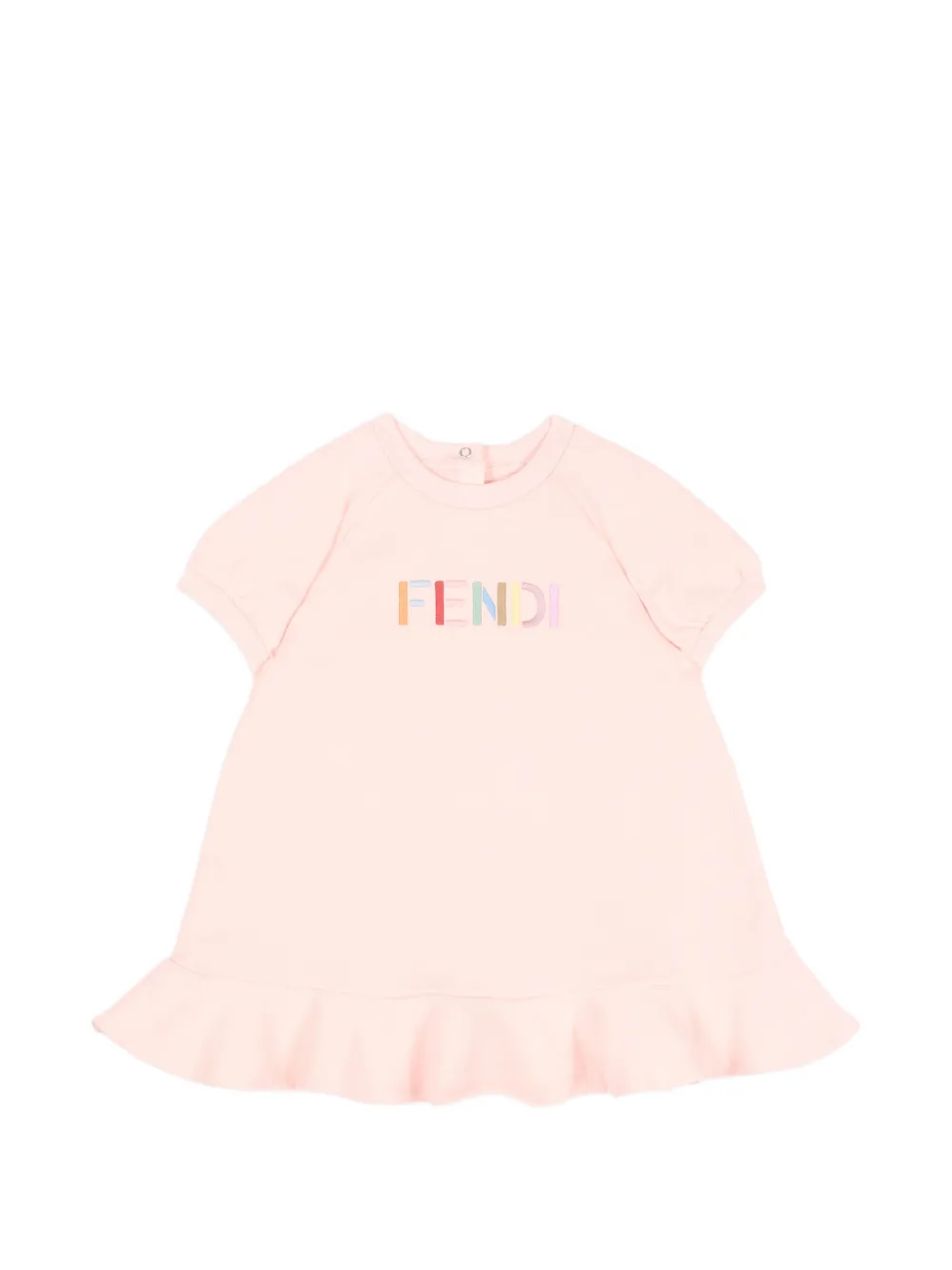 Fendi Kids logo-embroidered ruffled dress - Pink