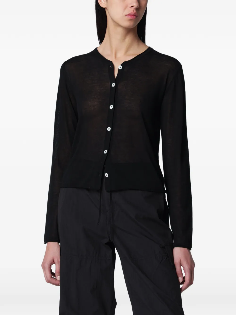 DUNST button-front long-sleeve cardigan - Nero