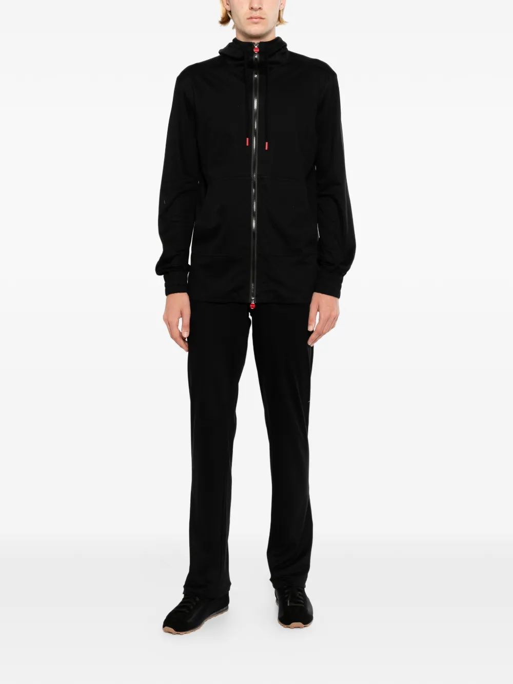 Kiton Jumpsuit met capuchon en rits Zwart