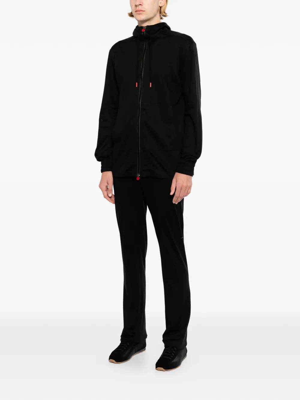 Kiton Jumpsuit met capuchon en rits Zwart